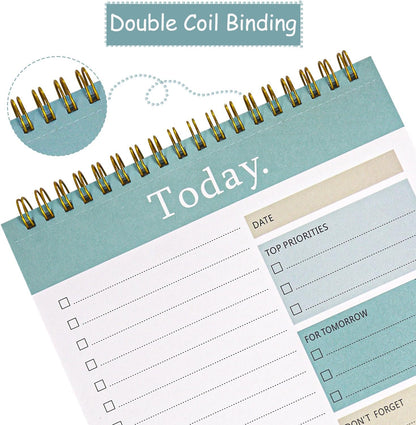 3 Pack To Do List Notepad, 52 Sheets Mix Color Tear Off, 6.5" x 9.8" Double Sided Spiral Checklist Planning Notebook for Adults and Kids Classroom Office Gifts(Blue, Green, Purple)