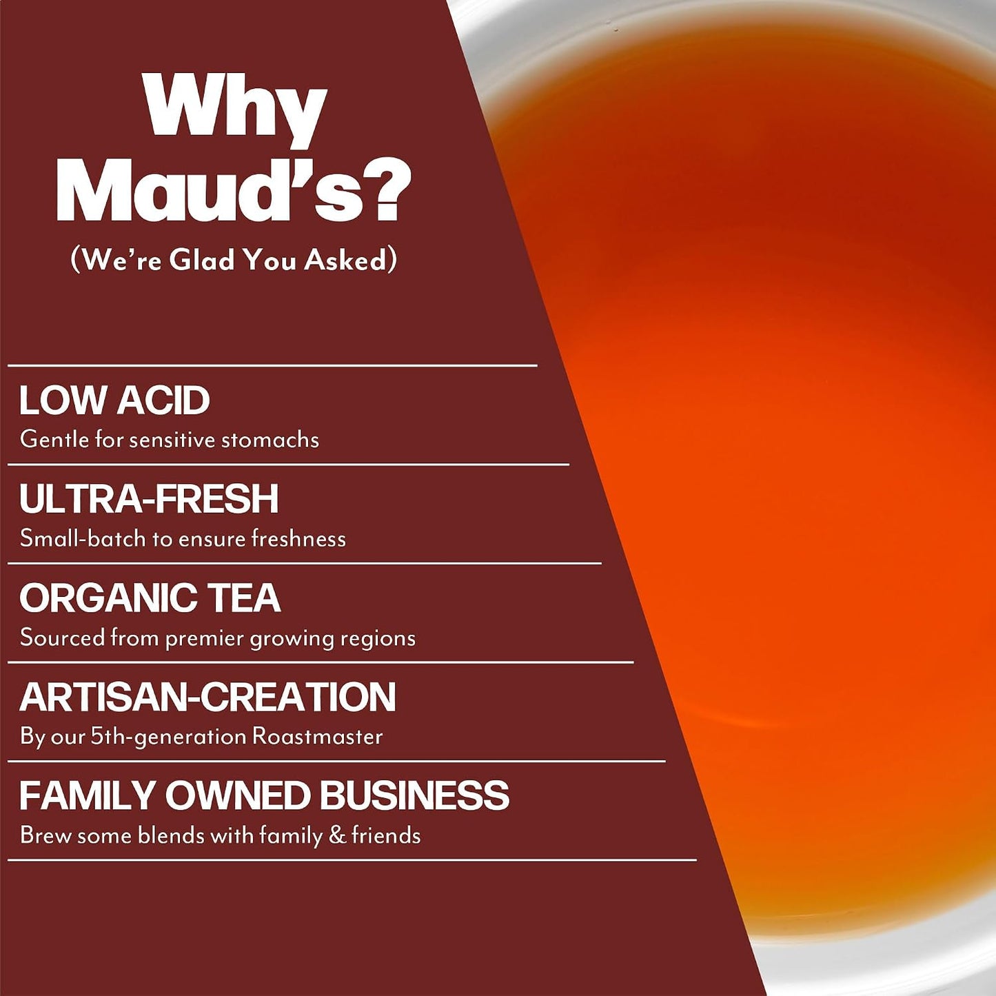 Maud's Organic Chamomile Lavender Tea Pods, 24 ct, Single Serve Pods – 100% Gourmet Blended Tea Leaves, Compatible with Keurig K Cups Maker