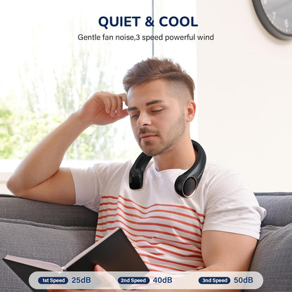Morelax Neck Fan, USB Rechargeable Personal Fan,Hand Free Bladeless Portable Fans,4000 mAh, 3 Speeds,72 Air Faster softer 360° Cooling, Ultra Quiet,Gift Suitable for Home, Office, Travel, Sports