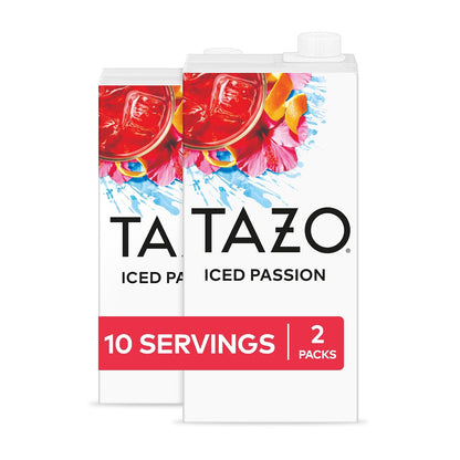 TAZO Iced Passion Concentrate, Herbal Fruit Tea, Caffeine Free, Easy-to-Serve for Everyday Refreshers and Mocktails, 32 oz Carton (Pack of 2)