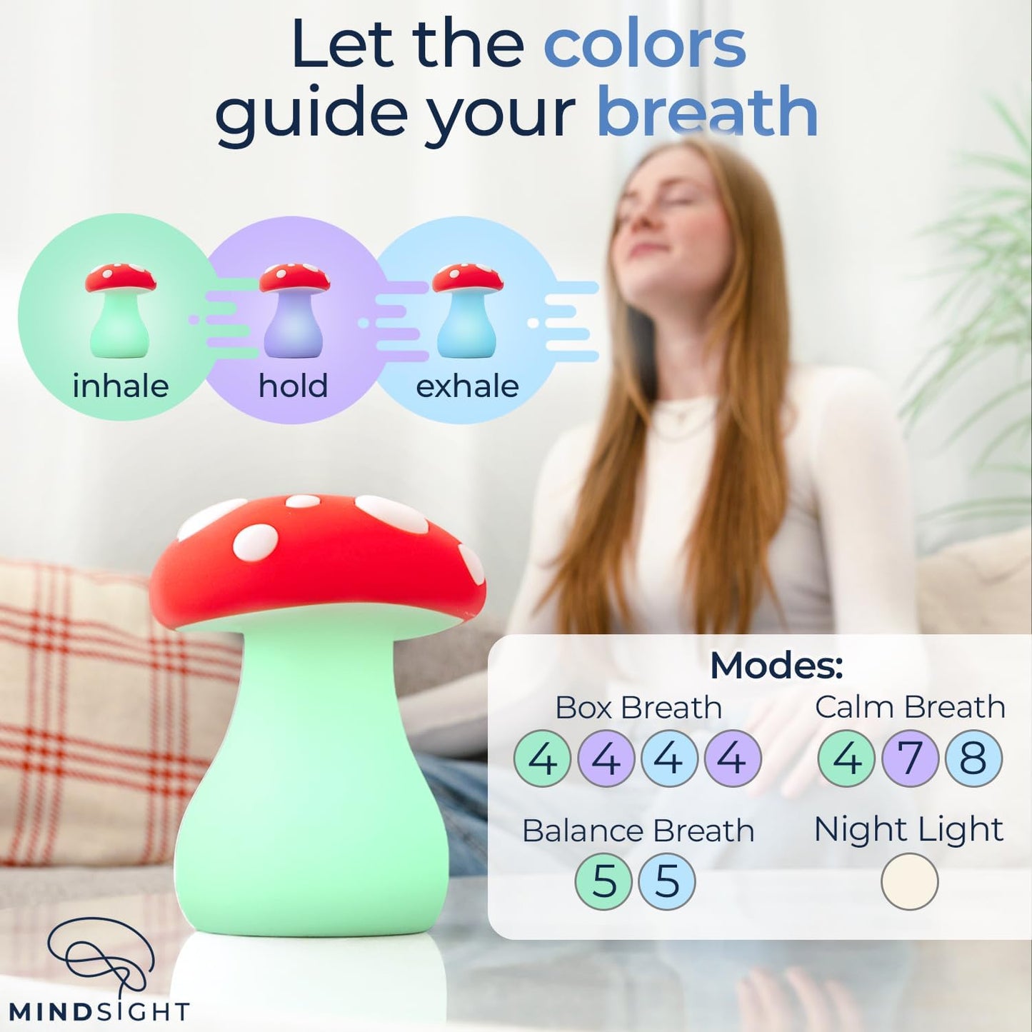 Mindsight 'Original Breathing Buddha' Guided Visual Meditation | 3 Modes to Slow Your Breathing & Calm Your Mind | Stress & Anxiety Relief | Wellness Gift | Adults, Kids, Classrooms | USB Rechargeable
