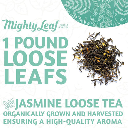 Mighty Leaf Organic Spring Jasmine Green Tea - 1 lb Bulk Loose Leaf Bag