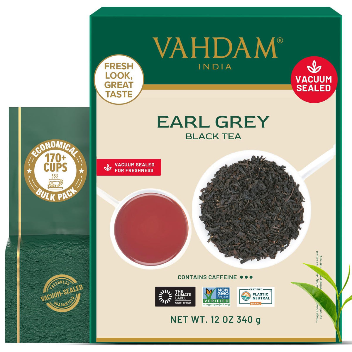 VAHDAM Earl Grey Tea Loose Leaf (12oz|170+ Cups) Black Tea with Bergamot