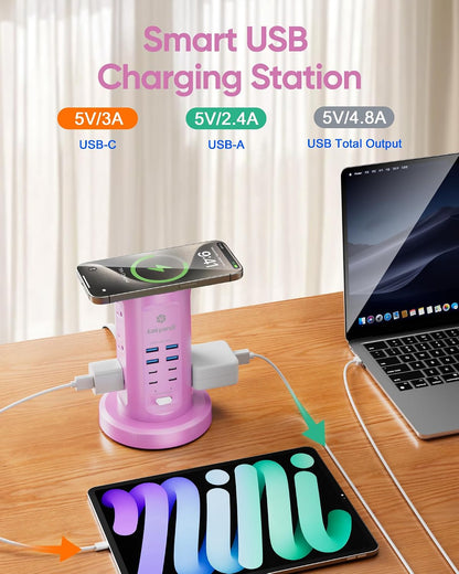 Power Strip Tower, kakyanill Charging Station 9 AC Outlets 8 USB Ports