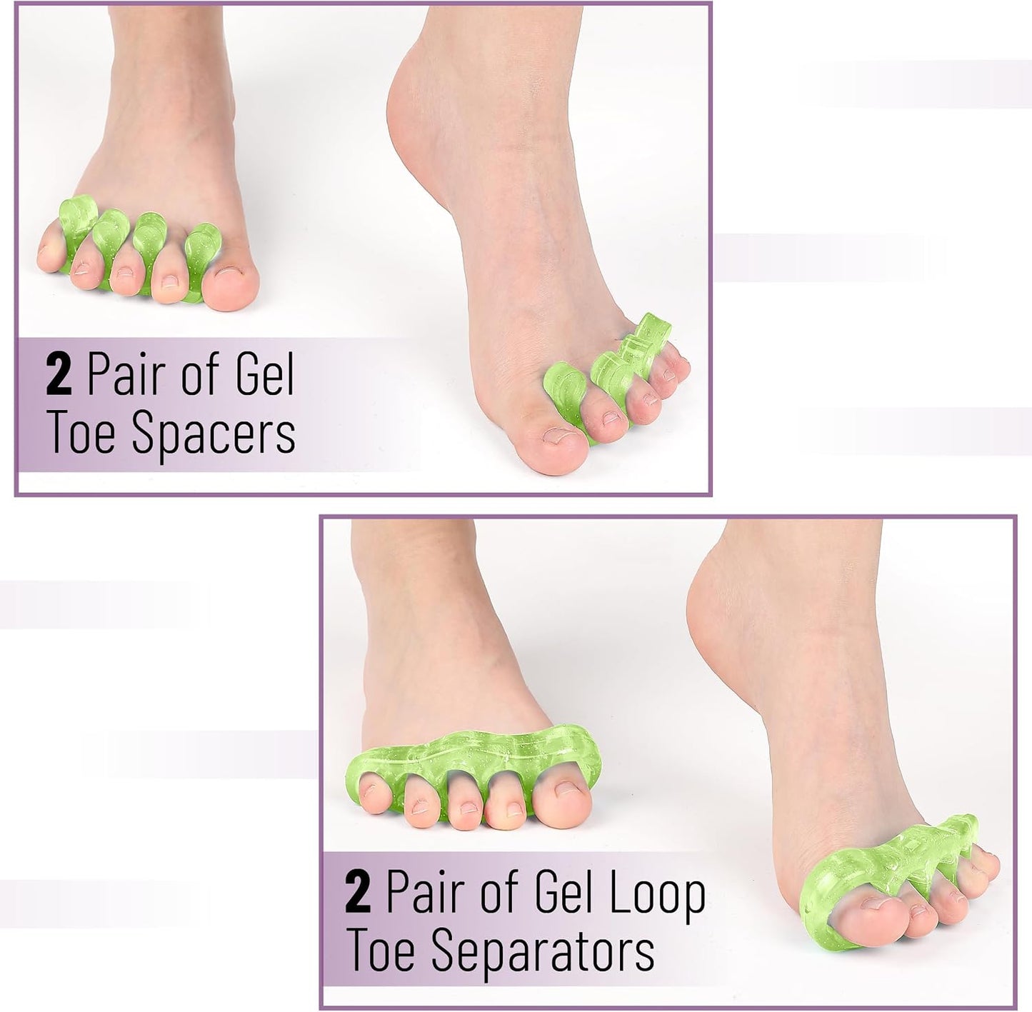 DR. JK- ToePal Gel Toe Separator, 2 Pairs, Toe Spacers, Toe Straightener, Hammer Toe Straightener, Toe Spreader, Toe Stretcher, Toe Corrector for Women and Men, Bunion Corrector