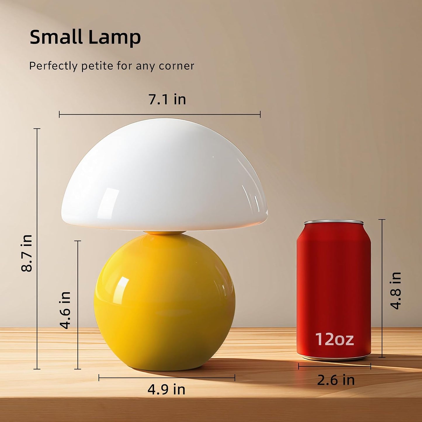 Dawnwake Mushroom Lamp Table Lamp for Bedroom,Desk Bedside Small Lamps for Living Room Night Stands,Mushroom Decor Cute Mini Modern Mid Century Lamps,Unique Aesthetic Home Living Room Decor(White)