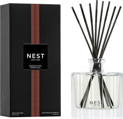 NEST New York Reed Diffuser, Bamboo - 5.9 fl oz - Fragrance for Up to 90 Days - Reusable, Refillable Glass Holder - Includes 8 All-Natural Reed Sticks - Flame Free