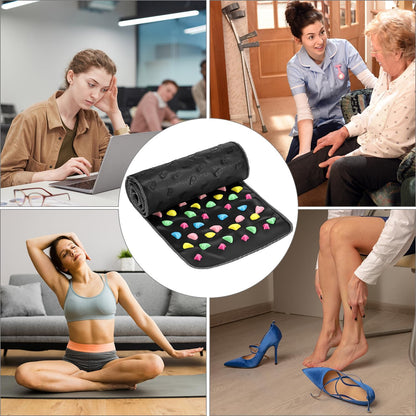QWORK Foot Massage Mat Relaxation Walk Stone Road, 68.9 x 13.78 Inches Adjustable Acupressure Foot Mat for Long Sitting Worker Elderly