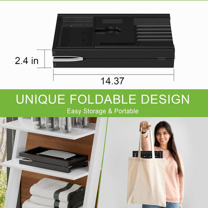 Artmalle Luxury Bathtub Caddy Tray for Tub - Foldable Bamboo Bath Table Tray with Book and Wine Glass Holder, Expandable Bathroom Accessories for Spa or Reading Lite Style