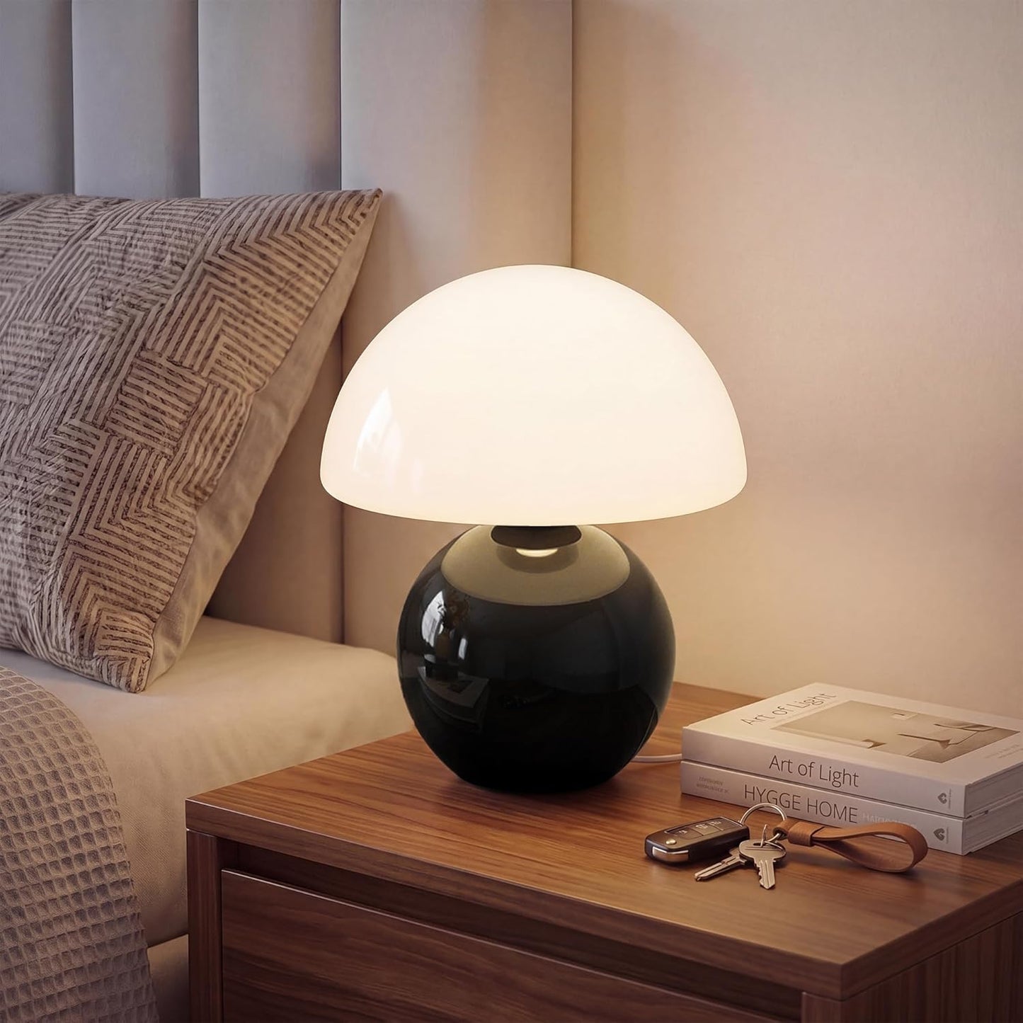 Dawnwake Mushroom Lamp Table Lamp for Bedroom,Desk Bedside Small Lamps for Living Room Night Stands,Mushroom Decor Cute Mini Modern Mid Century Lamps,Unique Aesthetic Home Living Room Decor(White)