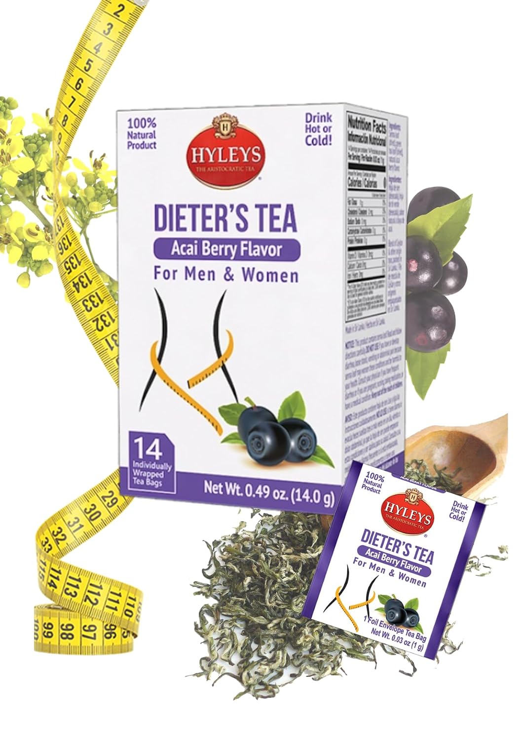 Hyleys Dandelion Root & Green Tea with Milk Thistle and Licorice Root - Herbal Detox Blend - 25 Tea Bags