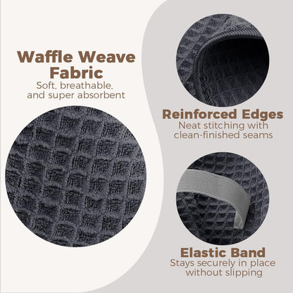 HOMEXCEL 5 Pack Microfiber Hair Towels - 40 x 20 inches Super Soft, Fast Drying Turbans for Long, Thick, Curly Hair - Anti Frizz Wrap with Elastic Strap