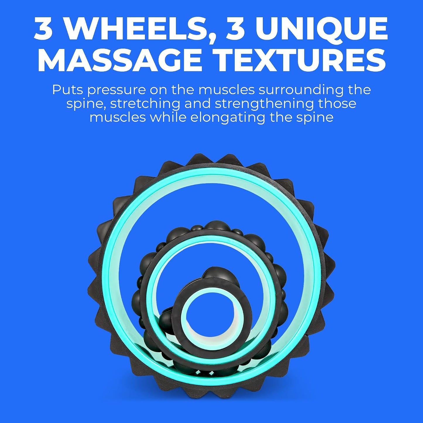 Chirp Wheel XR 3P Massage Roller Set - 10” Acupressure, 6” Knot-Kneading Thumb, 4” Neck & Headache Tension Relief, High Density Foam Massage Rollers for Back & Neck Pain, 500lbs Capacity, Black