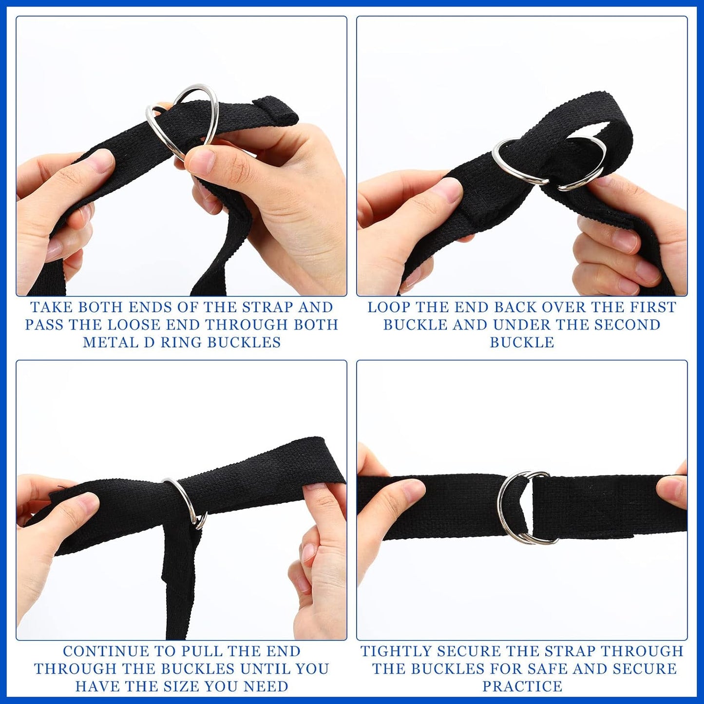 6 Pcs Yoga Straps for Stretching 8 Ft, Safe D Ring Buckle