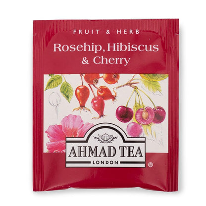 Ahmad Tea Herbal Tea, Rosehip, Hibiscus, & Cherry, 20 ct (Pack of 1) - Decaffeinated & Sugar-Free