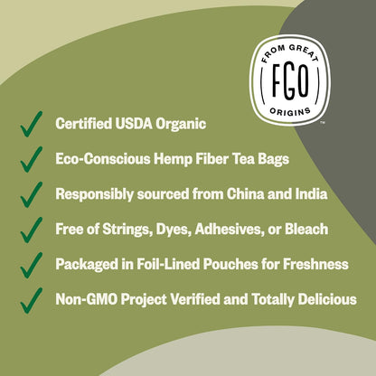 FGO Organic White Tea, 100 Count, Eco-Conscious Tea Bags, Resealable Bag, Packaging May Vary (Pack of 1)