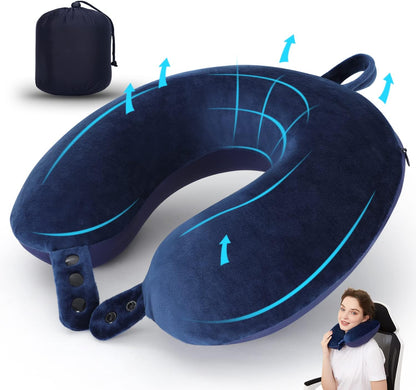 TALLGO Travel Pillow, Best Memory Foam Neck Pillow Head Support Soft Pillow for Sleeping Rest, Airplane Car & Home Use (Black)
