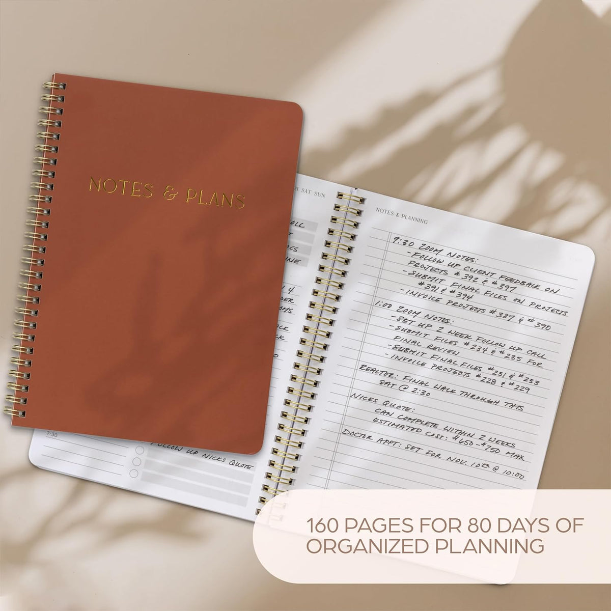 Beautiful Daily Planner And Notebook With Hourly Schedule - Spiral Notebook