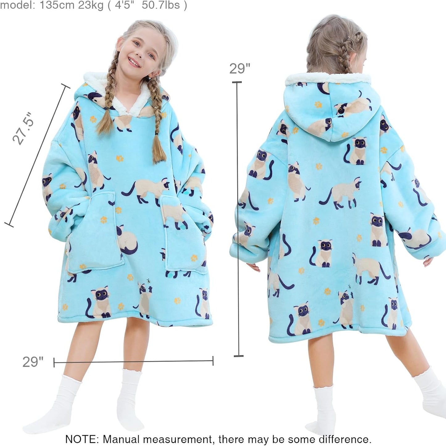 Kipswiza Wearable Blanket Hoodie Gifts for Women and Men, Oversized Cozy Warm Flannel Sherpa Hooded Blankets Sweatshirt with Giant Pockets for Adult and Teens, Dark Gray