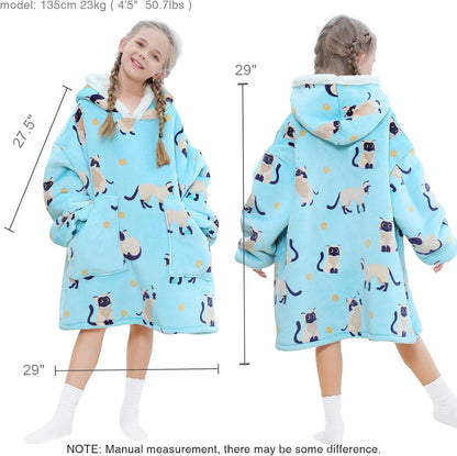 Kipswiza Wearable Blanket Hoodie Gifts for Women and Men, Oversized Cozy Warm Flannel Sherpa Hooded Blankets Sweatshirt with Giant Pockets for Adult and Teens, Dark Gray