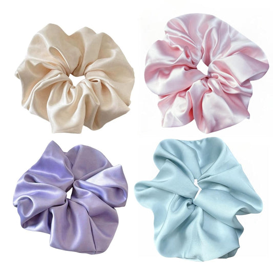 4 Pieces Jumbo Satin Silk Scrunchies for Women 7.2 Inches Large Oversize Scrunchies For Thick Hair Elastic Hair Ties (Pink Mix)