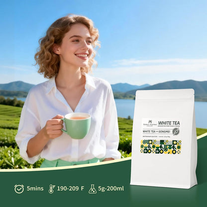 Taimei Teatime Gongmei Pyramid White Tea Bags Loose Leaf Bags 35 ct, 3.53oz
