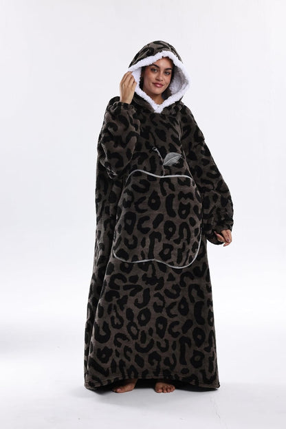 Capecage Blanket Hoodie, Long Hooded Blanket Sweatshirt as Birthday Gifts for Women Men, Long Wearable Blanket for Women Men.