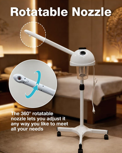 Professional Facial Steamer 3 in 1 Steamer for Face with Hot & Cold Nozzle 5X LED Magnifying Lamp Facial Steamer for Esthetician Beauty Face Equipment Use at Home or Salon