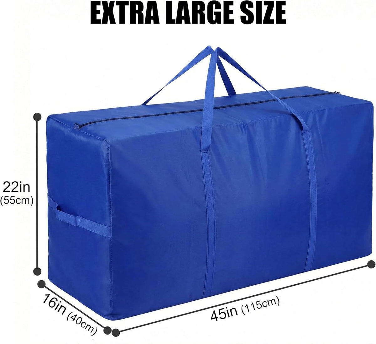 66 Gallon Extra Large Storage Bags, XXL Moving Bags with Zippers & Side Handles, Jumbo Big Storage Totes for Moving & Space-Saving Organization (Black, 66 Gallon)