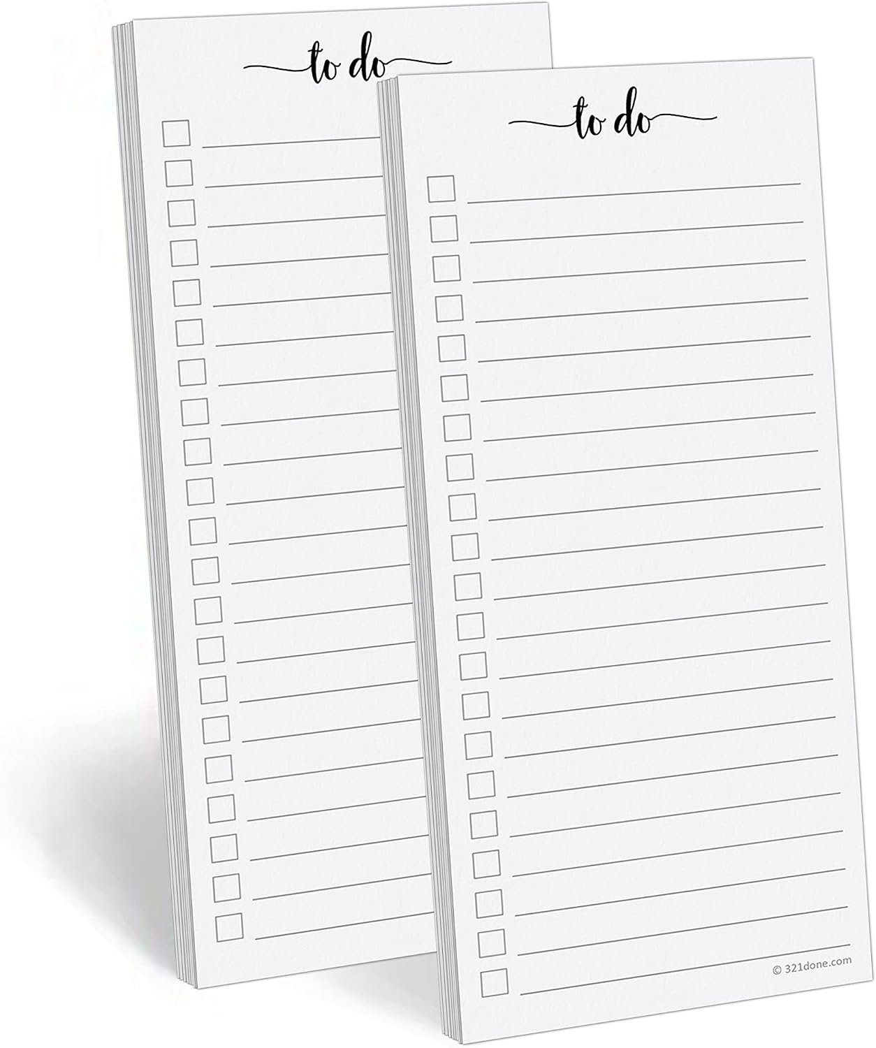 321Done To Do List Notepad, 2-Pack 50 Sheets Each, 3.7x8.5 College Ruled Pad, 70lb Matte Paper, Note Pad for Shopping List, Checklist To-Dos Tasks Planning for Home Office, Made in USA
