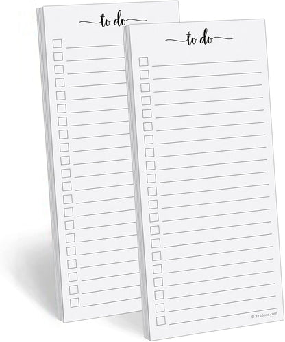 321Done To Do List Notepad, 2-Pack 50 Sheets Each, 3.7x8.5 College Ruled Pad, 70lb Matte Paper, Note Pad for Shopping List, Checklist To-Dos Tasks Planning for Home Office, Made in USA