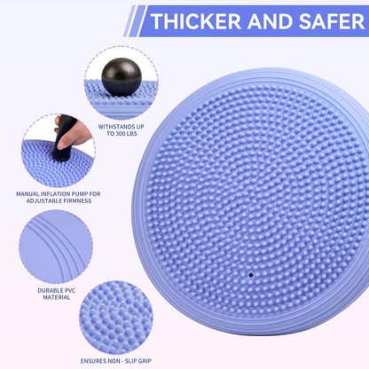 Wobble Cushion Wiggle Seat Balance Disc Board for Sensory Seating, Flexible Balance Pad for Posture & Core Training, Stability Wobble Disc for Home Office Gym and Physical Therapy