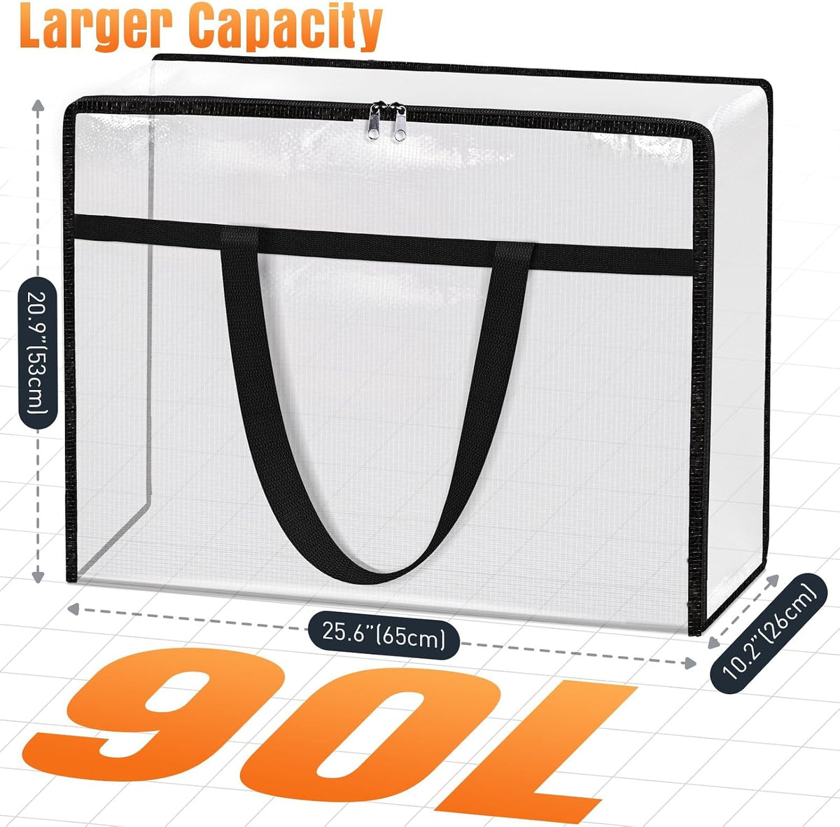 60L Clear Under Bed Storage Containers, Large Clothes Storage Bags