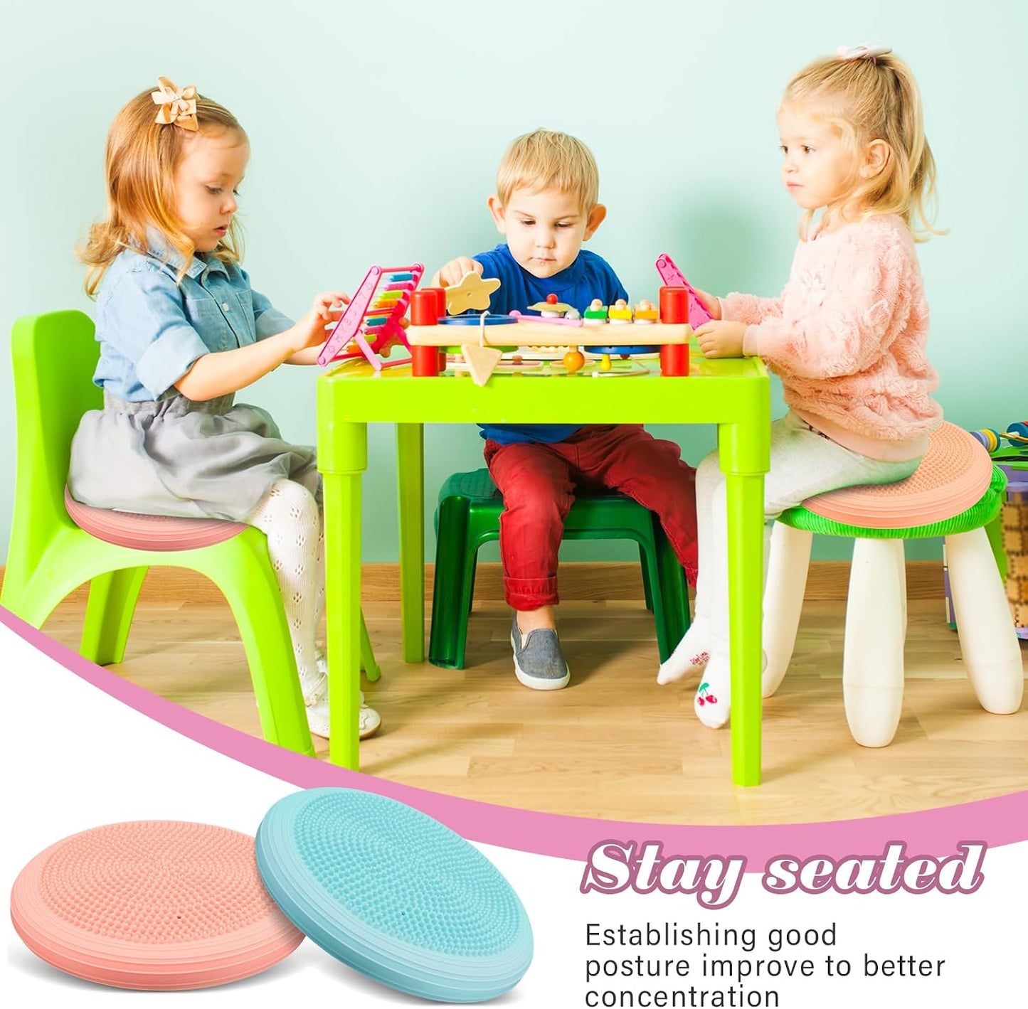 Libima 8 Pcs Wiggle Seat Inflated Wobble Cushion Sensory Seat Flexible Balance Board Balance Disc for Kids Men Women Physical Exercise Improving Posture Home Office Classroom