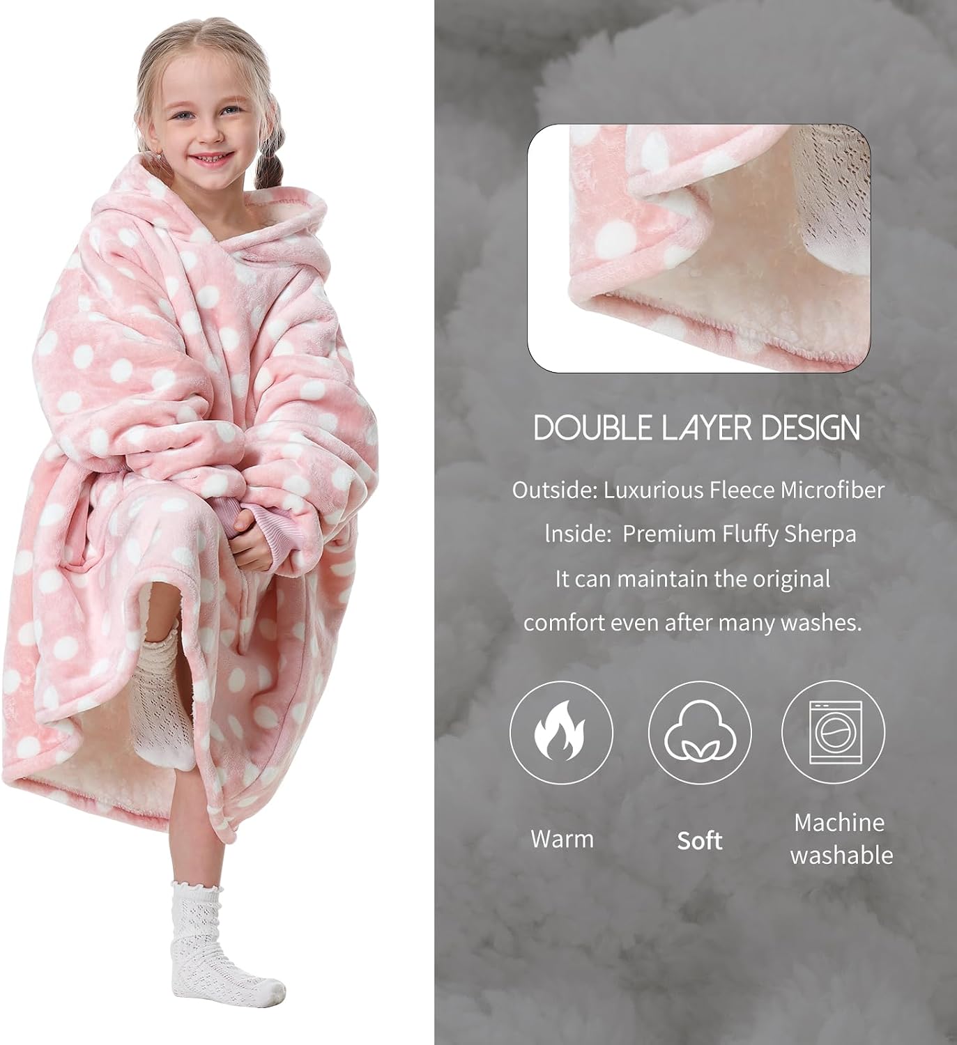 Aemicion Strawberry Blanket Hoodie,Oversized Sherpa Wearable Hooded Blanket,Warm Cozy Sweatshirt Gifts for Women Girls Adult