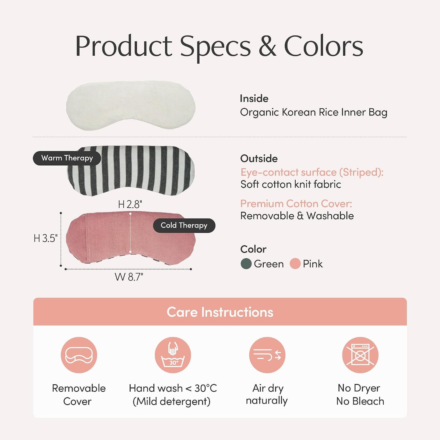 Seoul Heated Eye Mask for Dry Eyes - Microwavable Moist Heat Warm Compress, Organic Grain Eye Pillow, Reusable Hot & Cold Eye Steam Mask for Eye Strain Relief LifeCare & SafeCare Korea