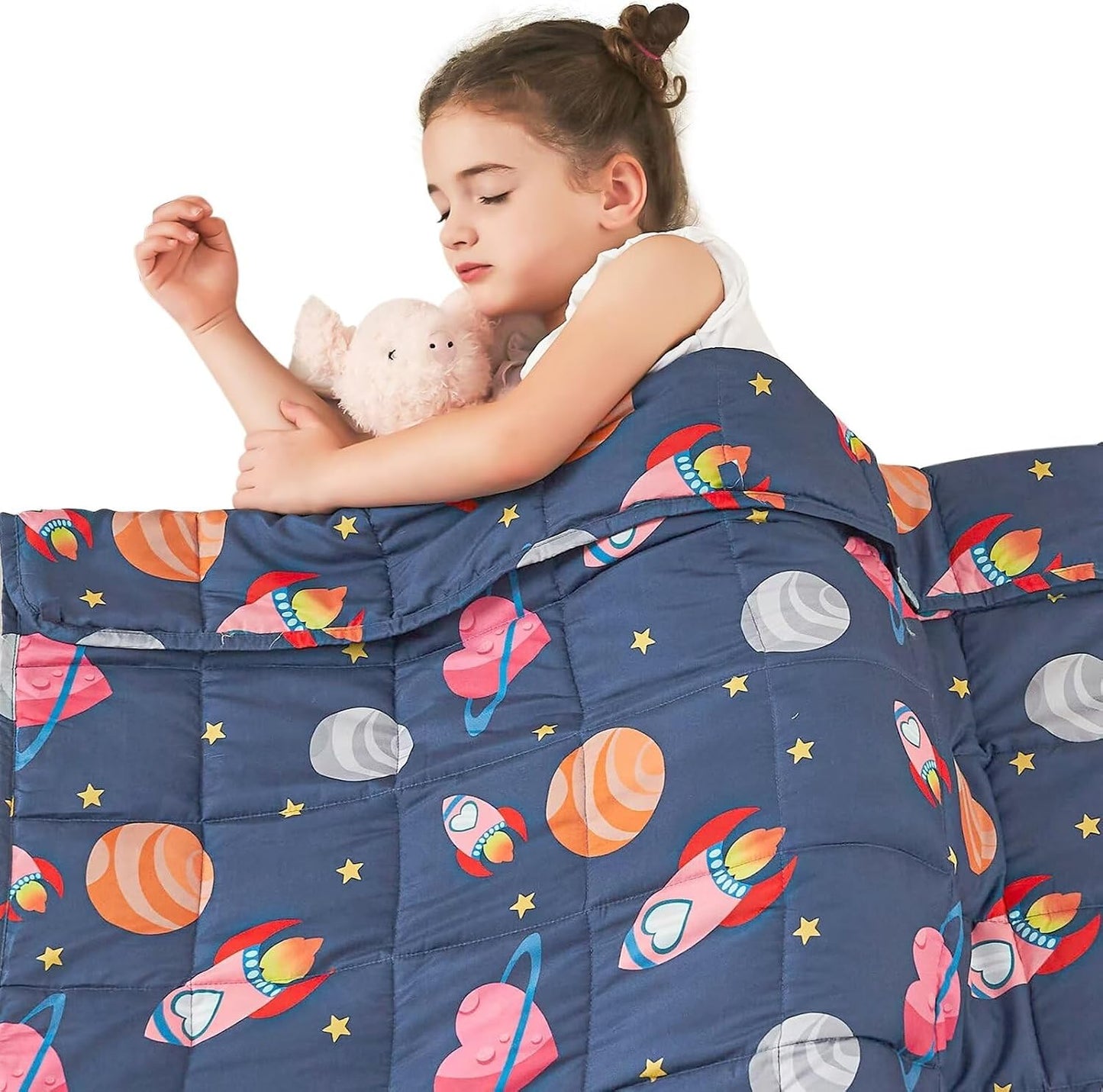 yescool Weighted Lap Pad 2 Pounds Weighted Lap Blanket, Space Plane Small Weighted Blanket, Weighted Throw Blanket Gifts for Travel Indoor Outdoor, 20"x30"