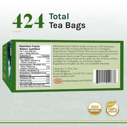 Uncle Lee's Organic Green Tea 4-Pack, 106 Count Ea Super Packs