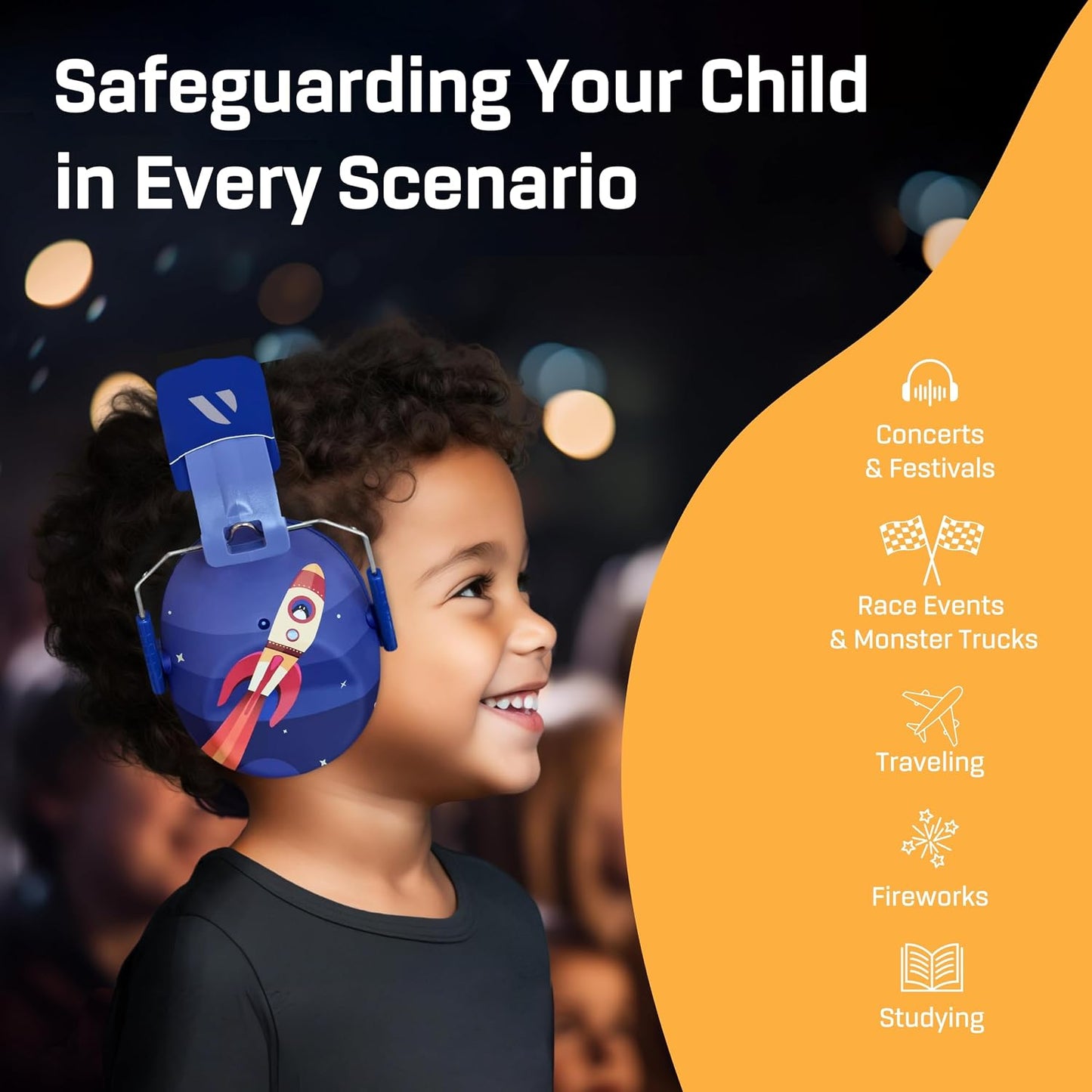 Vanderfields Hearing Protection Ear Muffs - Over 31 dB (2K Hz) Broad Noise Cancelling Sound Reduction Earmuffs for Kids 3-12