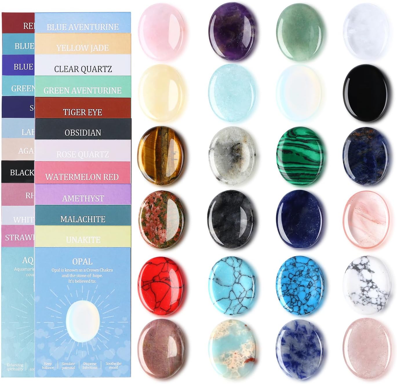 DUQGUHO Worry Stones for Anxiety, Meditation Reiki Relax Thumb Worry Stones, Crystals and Healing Stones Bulk 12PCS, Stress Relief Gifts for Women