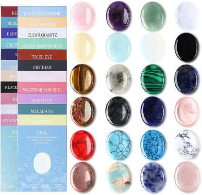 DUQGUHO Worry Stones for Anxiety, Meditation Reiki Relax Thumb Worry Stones, Crystals and Healing Stones Bulk 12PCS, Stress Relief Gifts for Women