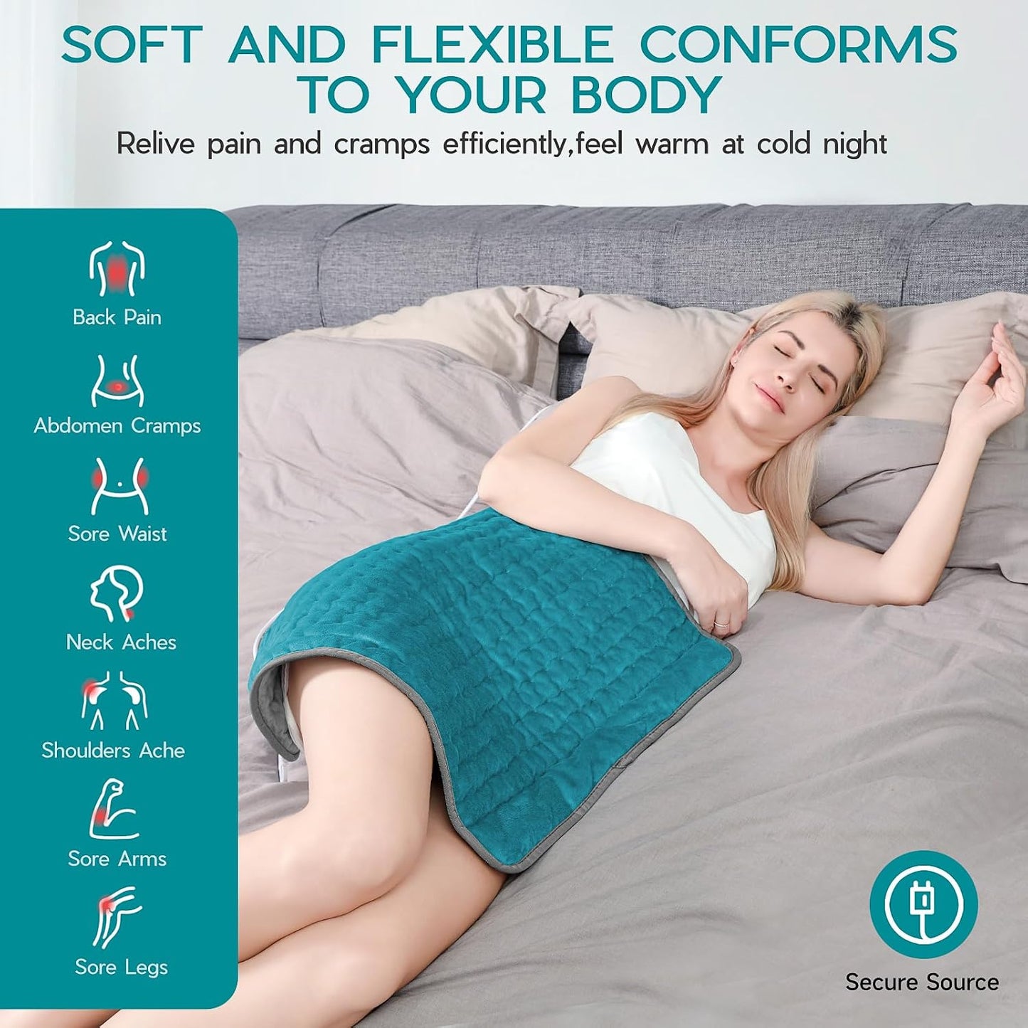 Heating Pad for Period Cramps, Heating Pad for Back/Neck/Shoulder Muscle Pain, 6 Heating & 4 Timer Setting, Auto Shut Off, Dry/Moist Heat & Machine Washable, Birthday Christma s Gifts for Women Mom