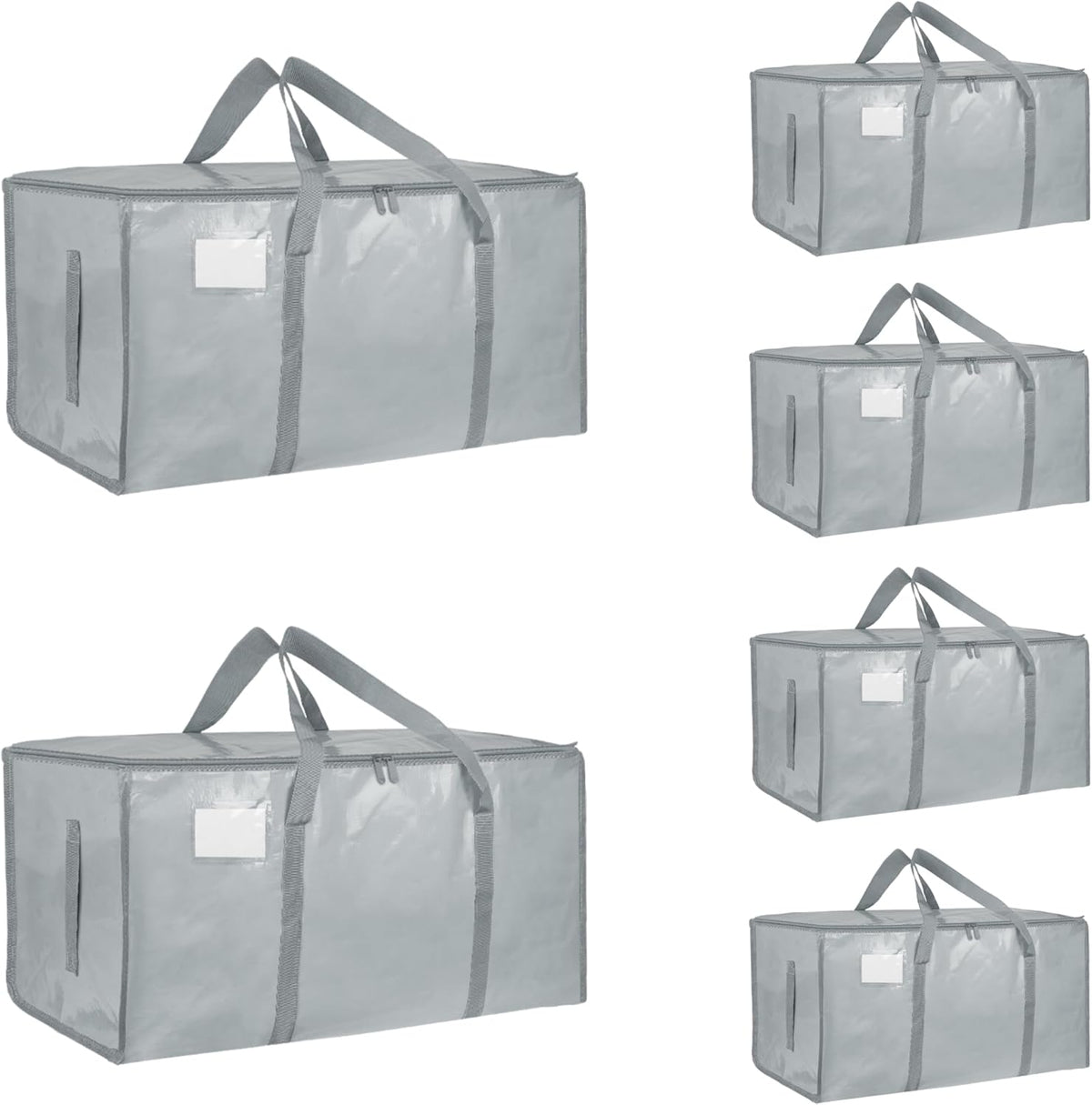 Moving Bags Extra Large - Heavy Duty Storage Totes with Wrap-Around Handles & Reinforced Zippers - Foldable Moving Box Alternative, Water-Resistant for Dorm, Closet & Under Bed Storage (Clear)