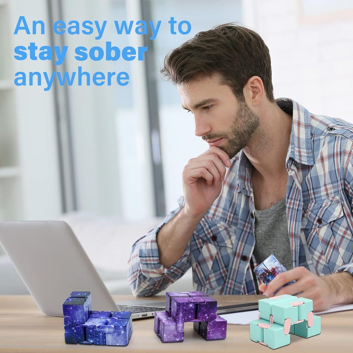 Infinity Cube Fidget Toy Stress Relieving Fidgeting Game for Kids and Adults,Cute Mini Unique Gadget for Anxiety Relief and Kill Time (Macaron Blue)