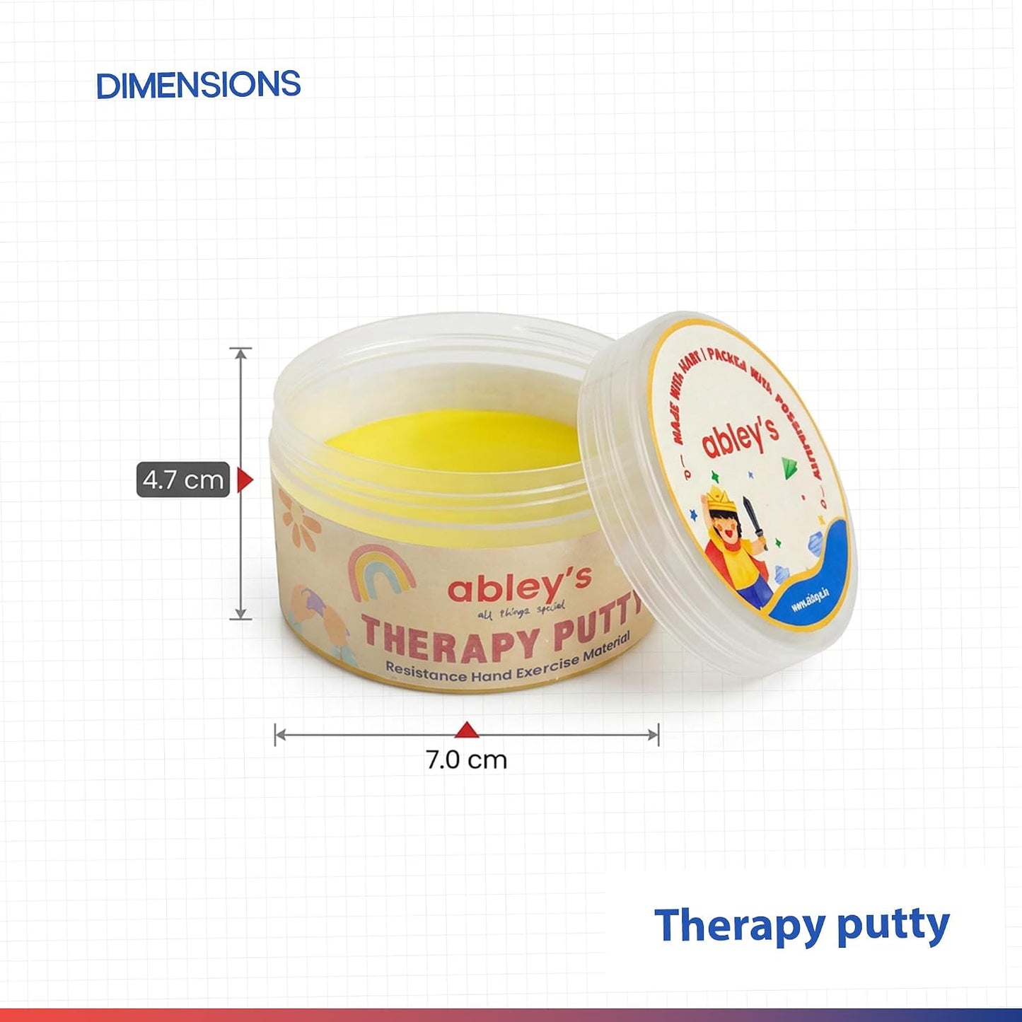 Abley’s Therapy Putty for Kids Play & Projects | Hand Exercise & Occupational Therapy Tool | Stress Relief & Fine Motor Skill Development | 4 Resistance Levels, 50g Each, Set of 4