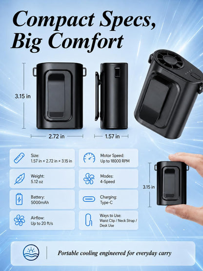 Waist Fan Portable Ultra Lightweight Design