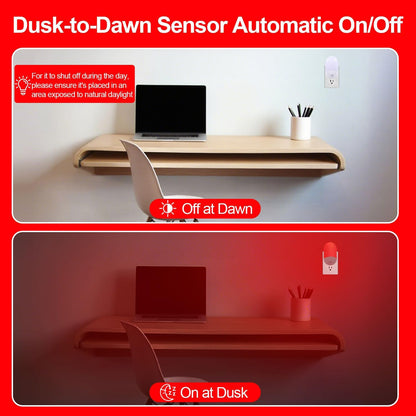 670nm Red & Amber Light Night Light for Sleep[2 Pack] - Zero Blue Light, with Dusk to Dawn Sensor Auto On/Off LED Red Night Light Plug into Wall for Nursery Bedroom Bathroom