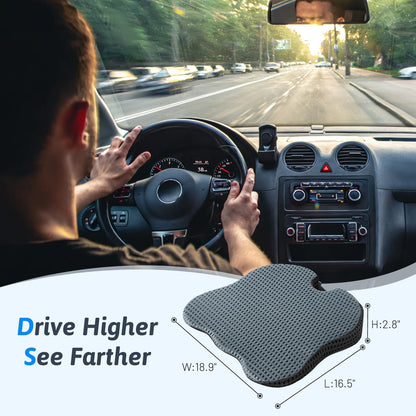 Wedge Car Seat Cushion for Better Visibility & Sciatica Pain Relief - High Density Memory Foam, Non-Slip Ergonomic Car Seat Cushion for Driving, Universal Fit for Car, SUV,Truck & Tractor