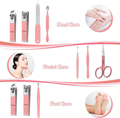 Manicure Set 8 in 1 Nail Clipper Set,RedFlow Nail Clippers,Fingernail & Toenail Clippers,Manicure Tools,Pedicure Tools,Suitable for Travel Manicure Kit,Nail Set Kit with Everything Profe (Blue)