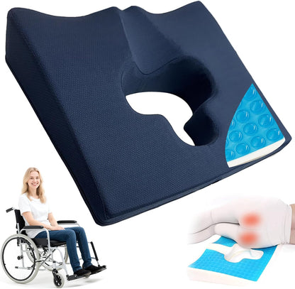Gel Wheelchair Seat Cushion,Bed Sore Cushions for Butt,Gel Cushion for Pressure Relief,Donut Pillow for Tailbone Pain Relief,Sciatica,Coccyx,hemorrhoid Pillow,Cushion for Office Chair(Blue)
